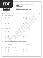 Grade 7 Math Paper 1 Mid Year Examination 2019