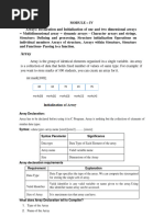 Introduction To Problem Solving Using C - Unit 4