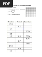 Year 7 Practice Test Decimals and Percentages