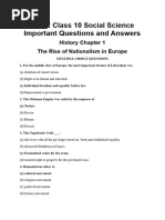 Cbse Class 10 Social Science Important Questions and Answers History Chapter 1 The Rise of Nationalism in Europe