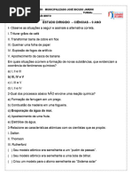 Revisão 3B 9 Ano Gabarito