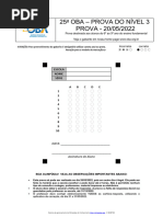 Prova Do Nível 3 Da 25 Oba de 2022