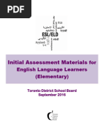 TDSB Initial Assessment (Elem) - Sept. 2018