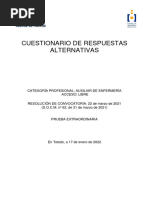 Cuestionario y Plantilla Provisional Examen Extraordinario Aux Enf