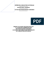 Manuel de Guide Pratique Relatif A La Gestion Administrative Des Ressources Humaines Au Niveau Des Directions Regionales de L'education Nationale