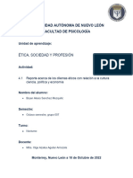 Universidad Autónoma de Nuevo León Facultad de Psicología: Ética, Sociedad Y Profesión