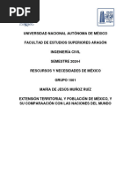 Extensión Territorial y Población de México, y Su Comparación Con Las Naciones Del Mundo en Estos Aspectos.