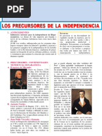 Los Precursores de La Independencia para Tercer Grado de Secundaria