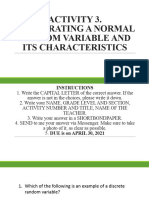 Activity 3. Illustrating A Normal Random Variable and Its Characteristics