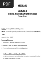 Lecture 1-Basics of ODE and Variable Separable Form