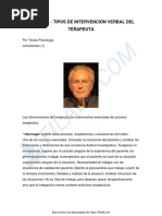 Fiorini Tipos de Intervencion Verbal Del Terapeuta