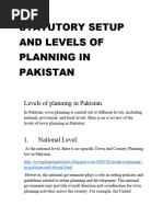 Statutory Setup and Levels of Planning in Pakistan