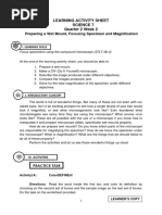 Preparing A Wet Mount, Focusing Specimen and Magnification: Learning Activity Sheet Science 7 Quarter 2 Week 2