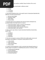 Pre Test in Instructional Leadership