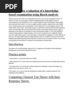 Psychometric Evaluation of A Knowledge Based Examination Using Rasch Analysis