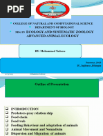 Ecology and Systematic Zoology Advanced Animal Ecology