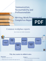 Writing Progress and Work Completion Reports Lesson