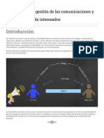 Desarrollo de Proyecto de Campo - Tema 5 Plan de Gestión de Las Comunicaciones y Plan de Gestión de Interesados