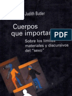 Judith Butler Cuerpos Que Importan Sobre Los L Mites Materiales y Discursivos Del Sexo Genero y Cultura