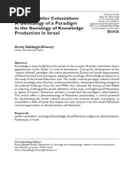 Tracing Settler Colonialism A Genealogy of A Paradigm in The Sociology of Knowledge Production in Israel