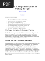 Six Yogas of Naropa Prerequisites For Studying The Topic