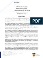 Acuerdo Ministerial No. MDT-2023-158 Reforma Contrato Emprendimiento