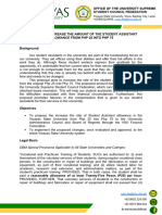 Proposal To Increase The Amount of The Student Assistant Allowance From PHP 25 Into PHP 75