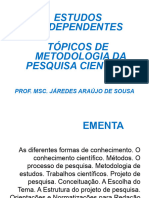 Tópicos de .Metodologia Científica.2013