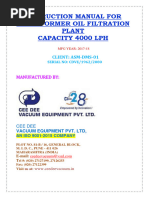 Cee Dee Transformer Oil Filtration Plant Manual