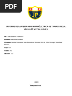 INFORME DE LA VISITA MINI HIDROÉLECTRICA DE TIOYACU RIOJA Viernes 20 y 22 de Octubre