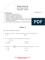 Maths Standard Cbse Sample Paper Unsolved 2023 To 24