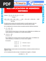 Multiplicación de Números Enteros para Quinto de Primaria