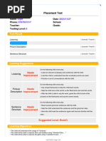 Placement Test Result