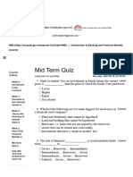 Introduction To Banking and Financial Markets - Unit 5 - Mid Term Quiz