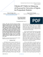 Assessment of Modern ICT Skills For Enhancing Quality of Research Possessed by University of Nigeria Nsukka Postgraduate Students