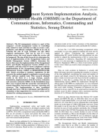 Safety Management System Implementation Analysis, Occupational Health (OHSMS) in The Department of Communications, Informatics, Commanding and Statistics, Serang District