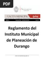 Gaceta 345 Reglamento Del IMPLAN DGO