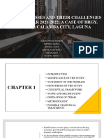 Small Business and Their Challenges For The Year 2021 2022 A Case of Brgy Crossing Calamba City Laguna