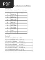 IP Addressing + Sub Netting Practice Exercies