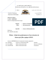 Thème: Etude Des Performances D'une Structure de Liaison Par Fibre Optique GPON