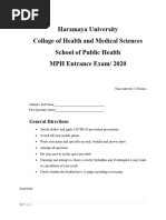 Haramaya University Collage of Health and Medical Sciences School of Public Health MPH Entrance Exam/ 2020