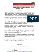 Normas Transitorias para La Presentación y Evaluación Del Trabajo Especial de Grado. Universidad Bolivariana de Venezuela