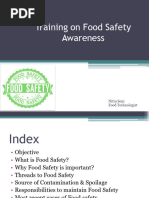 Training On Food Safety - Awareness