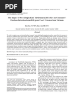 The Impact of Psychological and Environmental Factors On Consumers' Purchase Intention Toward Organic Food - Evidence From Vietnam