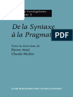 (Lingvisticae Investigationes. Supplementa 8) Pierre Attal, Claude Muller - de La Syntaxe À La Pragmatique - Actes Du Colloque de Rennes, Université de Haute-Bretagne-John Benjamins (1984)