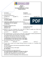 11th Physics Ch-9 - Mechanical Properties of Fluids (SQP) 2023-24