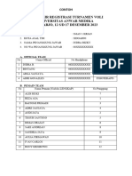 Contoh Formulir Registrasi Turnamen Voli