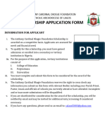 Scholarship Application Form: Anthony Cardinal Okogie Foundation Catholic Archdiocese of Lagos