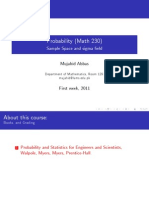 Probability (Math 230) : Sample Space and Sigma Eld