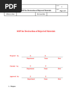 SOP For Destruction of Rejected Materials